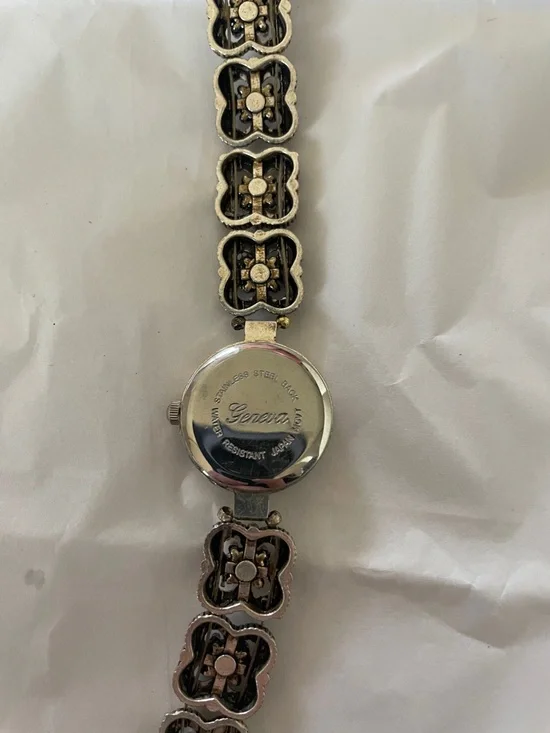 Silver-Tone Floral Link Watch with Pink Stones - Brighton Style! - Picture 7 of 9